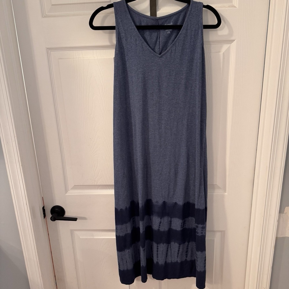 J. Jill‎ Pure Jill Blue PJ Tie Dyed Maxi Dress Womens Size XS Petite V Neck